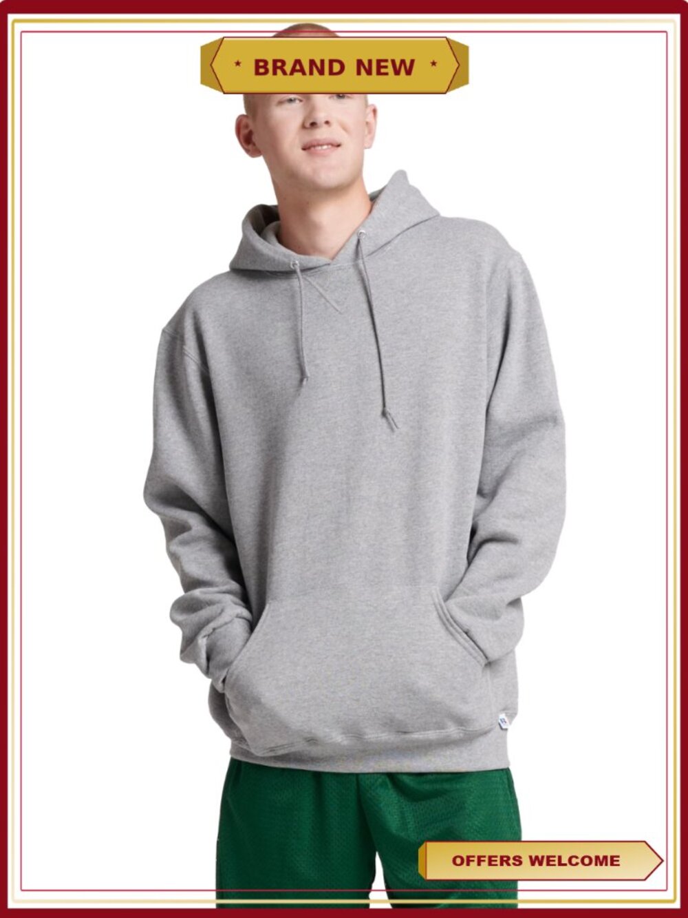 Men's Fleece Hoodie - Dri-Power Moisture Wicking, Mid-Weight Pullover Sweatshirt - Picture 1 of 8